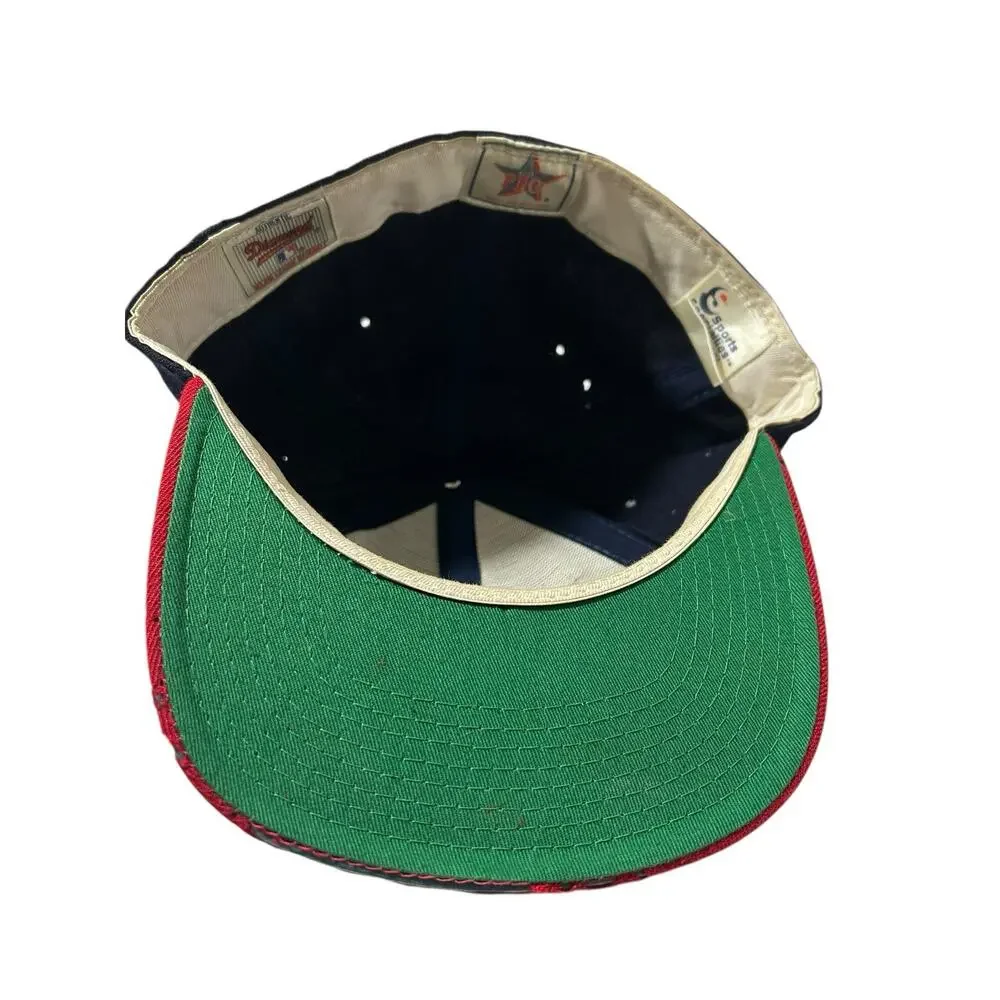 Vtg Atlanta Braves Sports Specialties Hat Blue Script Logo Fitted 7 1/4 Distress